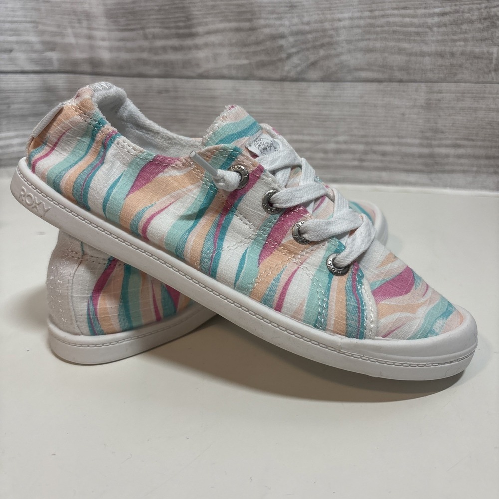 Roxy Bayshore IV‎ Girls Size 3 Pastel Slip In Sneaker Beach Shore Summer Shoe